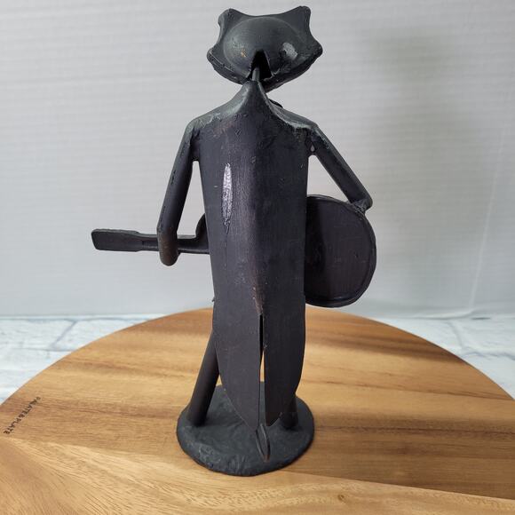Pier One Imports Metal Jazz Cat Guitarist Sculpture Bowtie - Picture 9 of 9